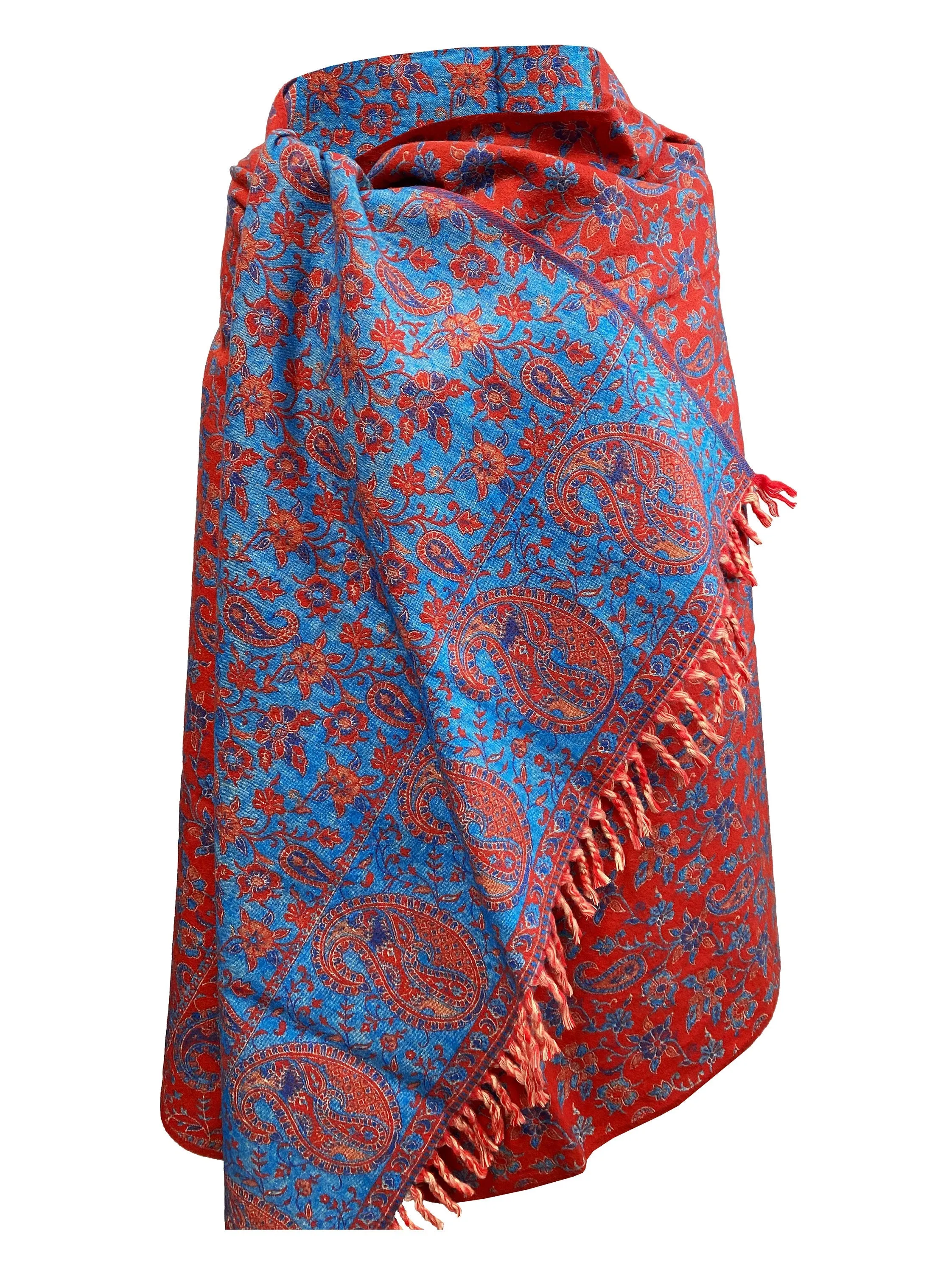 LUXURY HANDMADE BLUE Red  winter wool Scarf Yak Wool comfortable scarf Shawl Blanket stole unisex Travel Wrap Meditation Soft gift for her