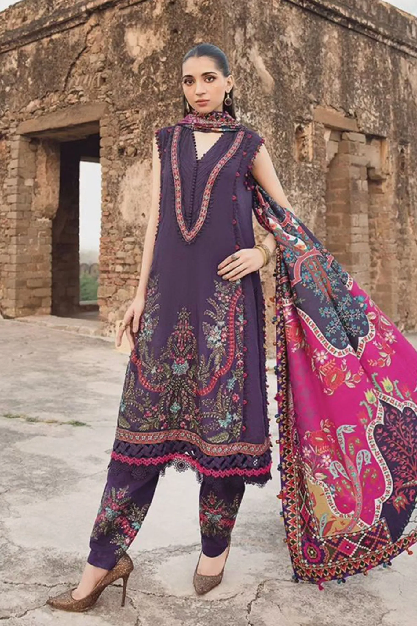 M Prints By Maria B Unstitched 3 Piece Winter Edition Collection'2024-02-A