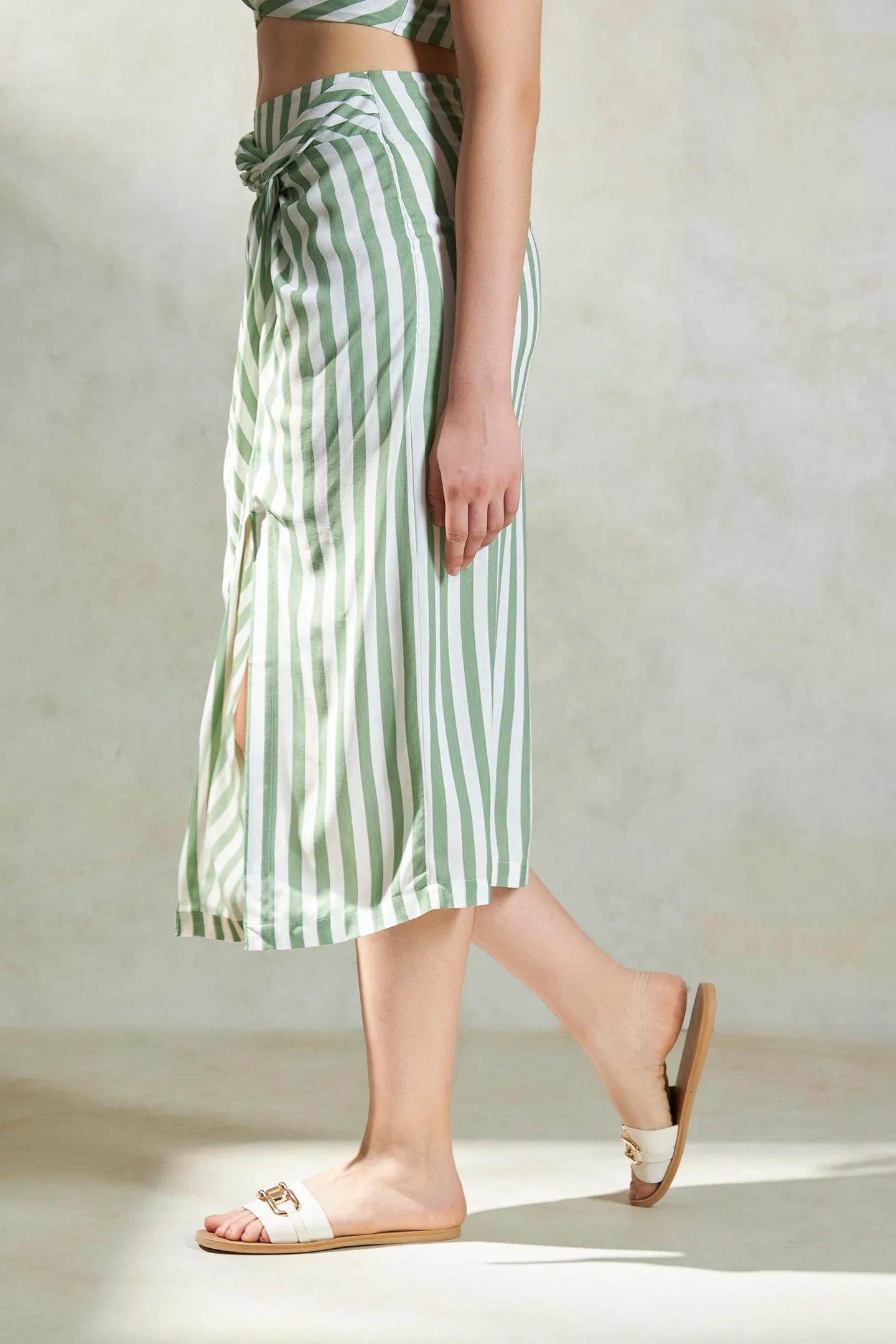 Manila Skirt|Striped Midi Skirt