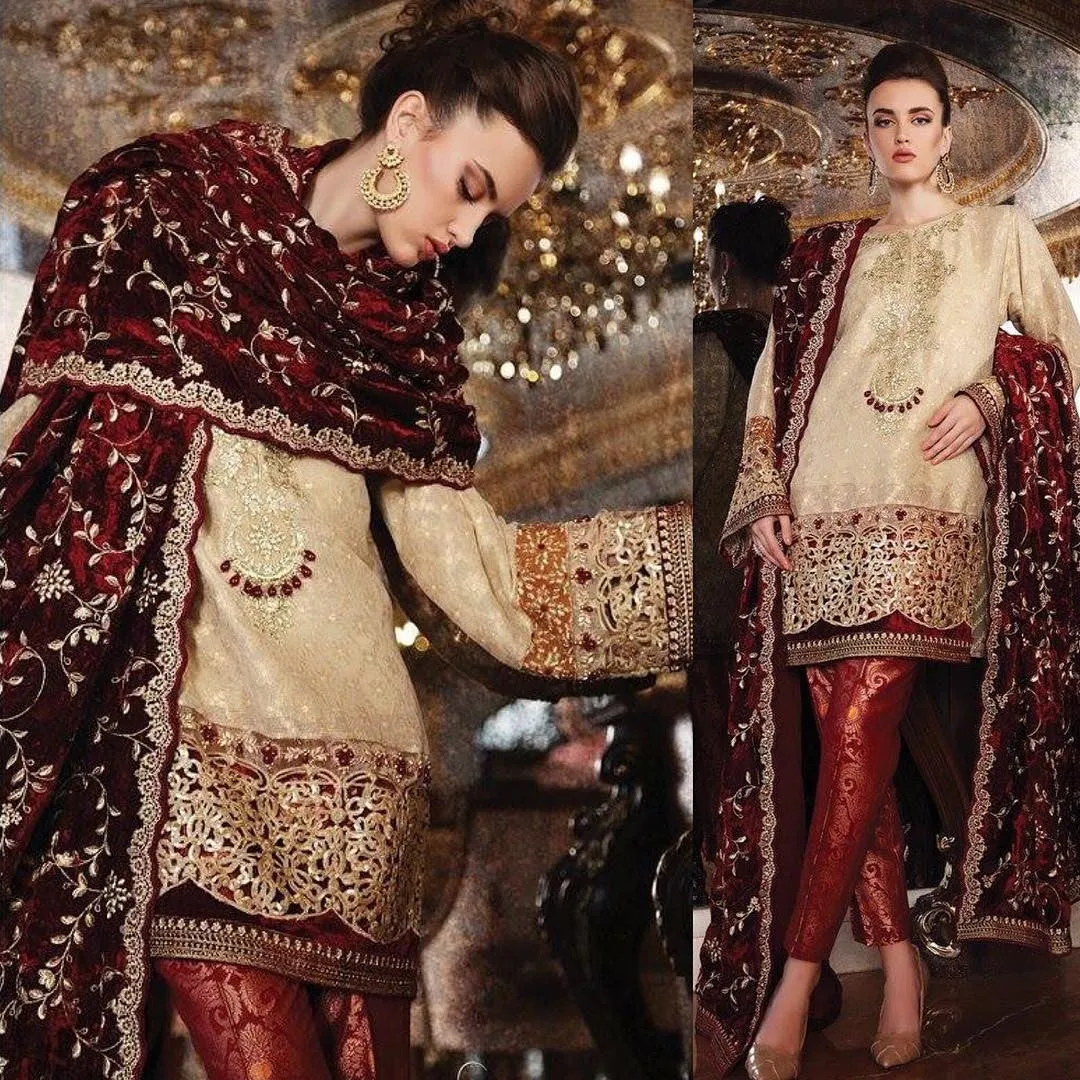 MARIA.B. MBROIDERED Wedding Edition – Maroon Gold - BD-906