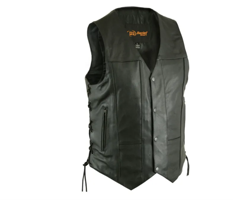 Men's 10 Pocket Utility Motorcycle Vest With Solid Back