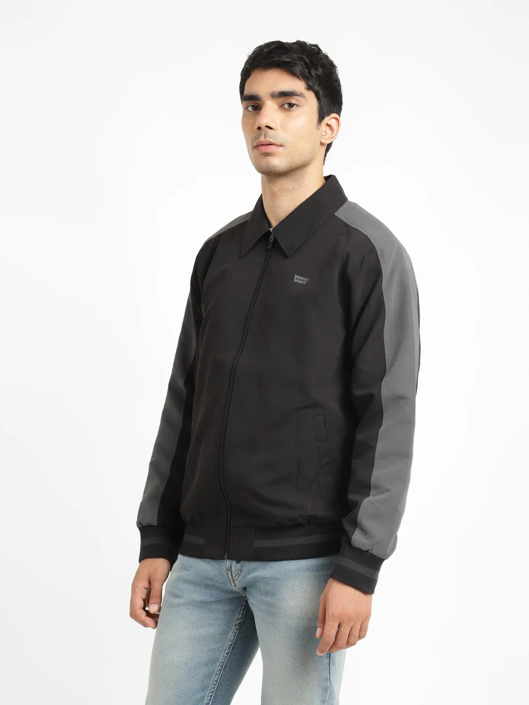 Men's Black High Neck Bomber Jacket