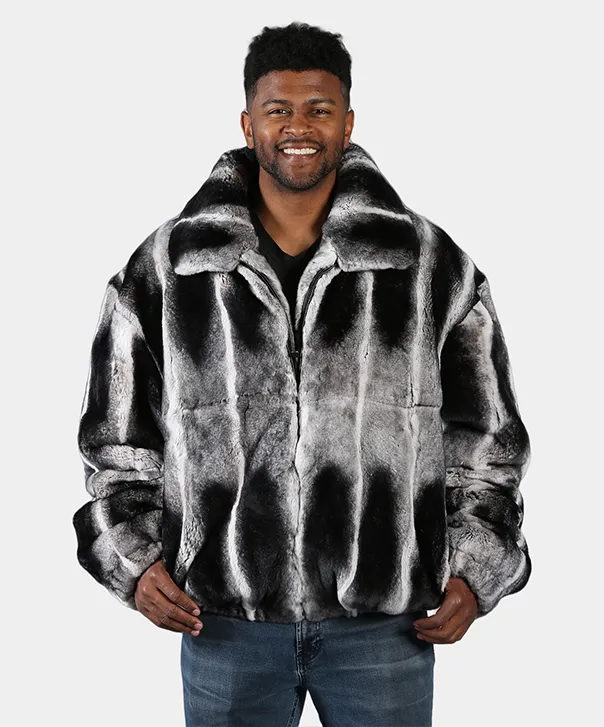 Men’s ‘Chinchilla Dyed’ Rex Rabbit Bomber Jacket