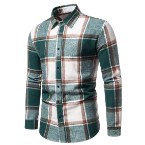 Men's Relaxed Fit Plaid Long Sleeve Shirt