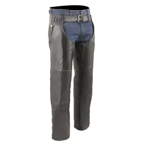 Milwaukee Leather Men’s Motorcycle Chaps Black Cool-Tec Naked Leather with Snap Removable Thermal Liner MLM5505