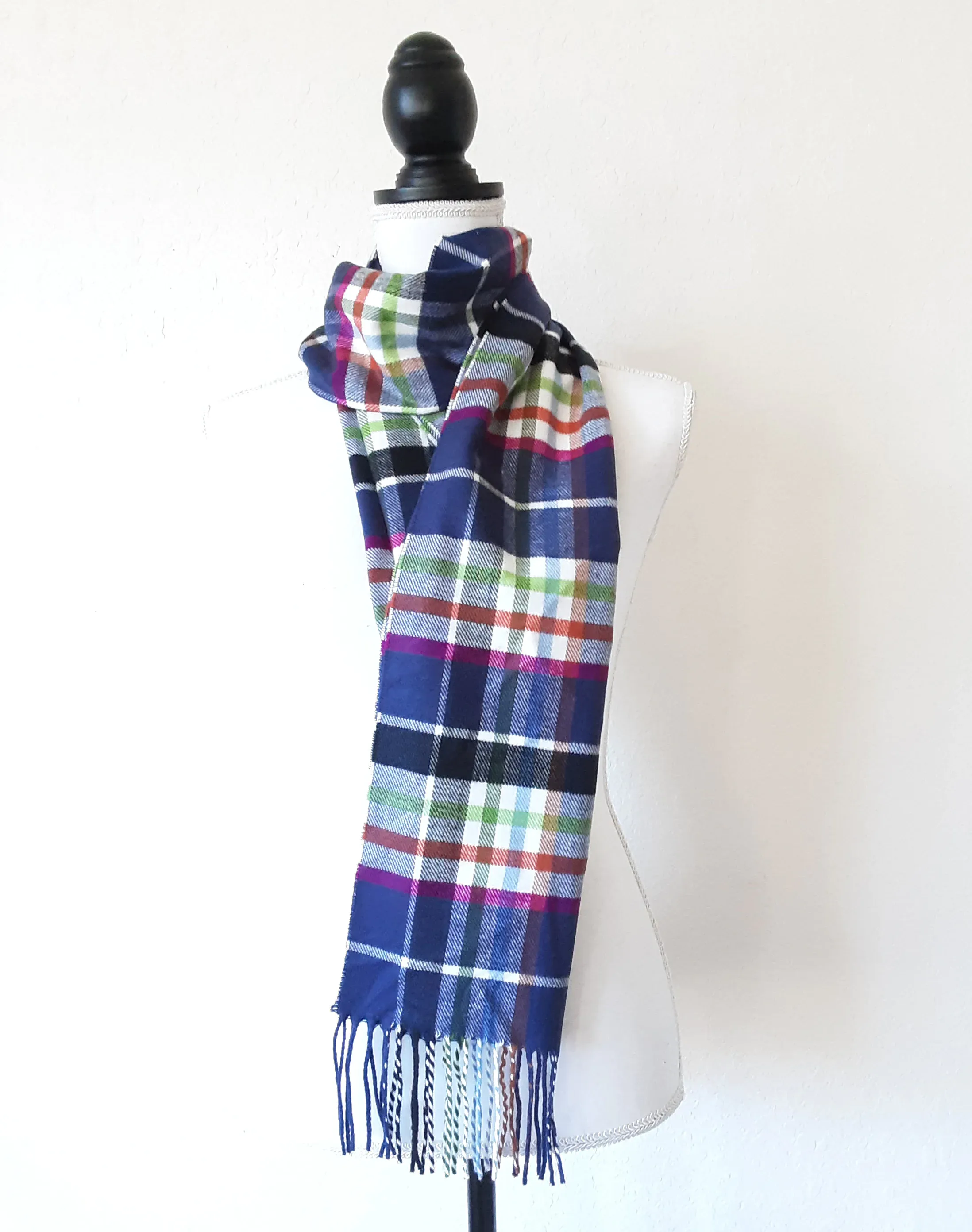 Monogrammed Cashmere Feel Scarf - Monogrammed Plaid Blanket Scarf, Bridesmaid Gi