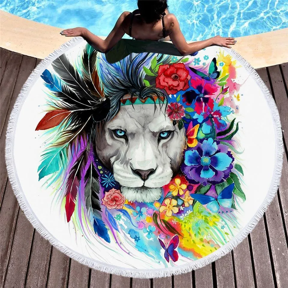 My Spirit Animal Round Beach Towel Collection