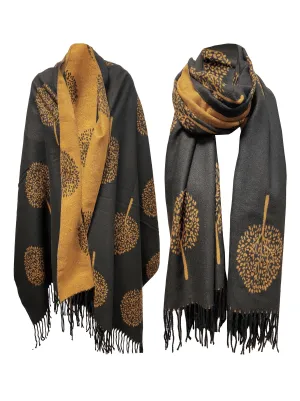 NEW Mulberry tree print Black beige Colour cashmere scarf reversible super soft winter shawl unisex trending scarf Xmas gift for him and her