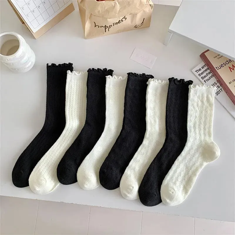 One Pair of Cotton Mesh Crew Socks | Cute Socks | Casual Lolita Outfits