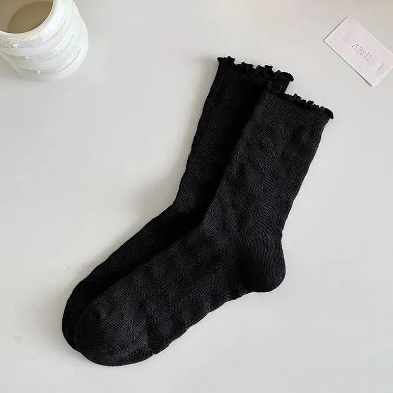 One Pair of Cotton Mesh Crew Socks | Cute Socks | Casual Lolita Outfits