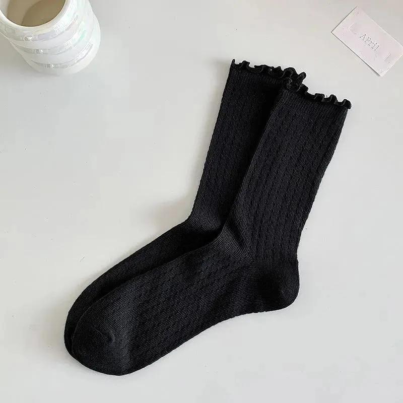 One Pair of Cotton Mesh Crew Socks | Cute Socks | Casual Lolita Outfits