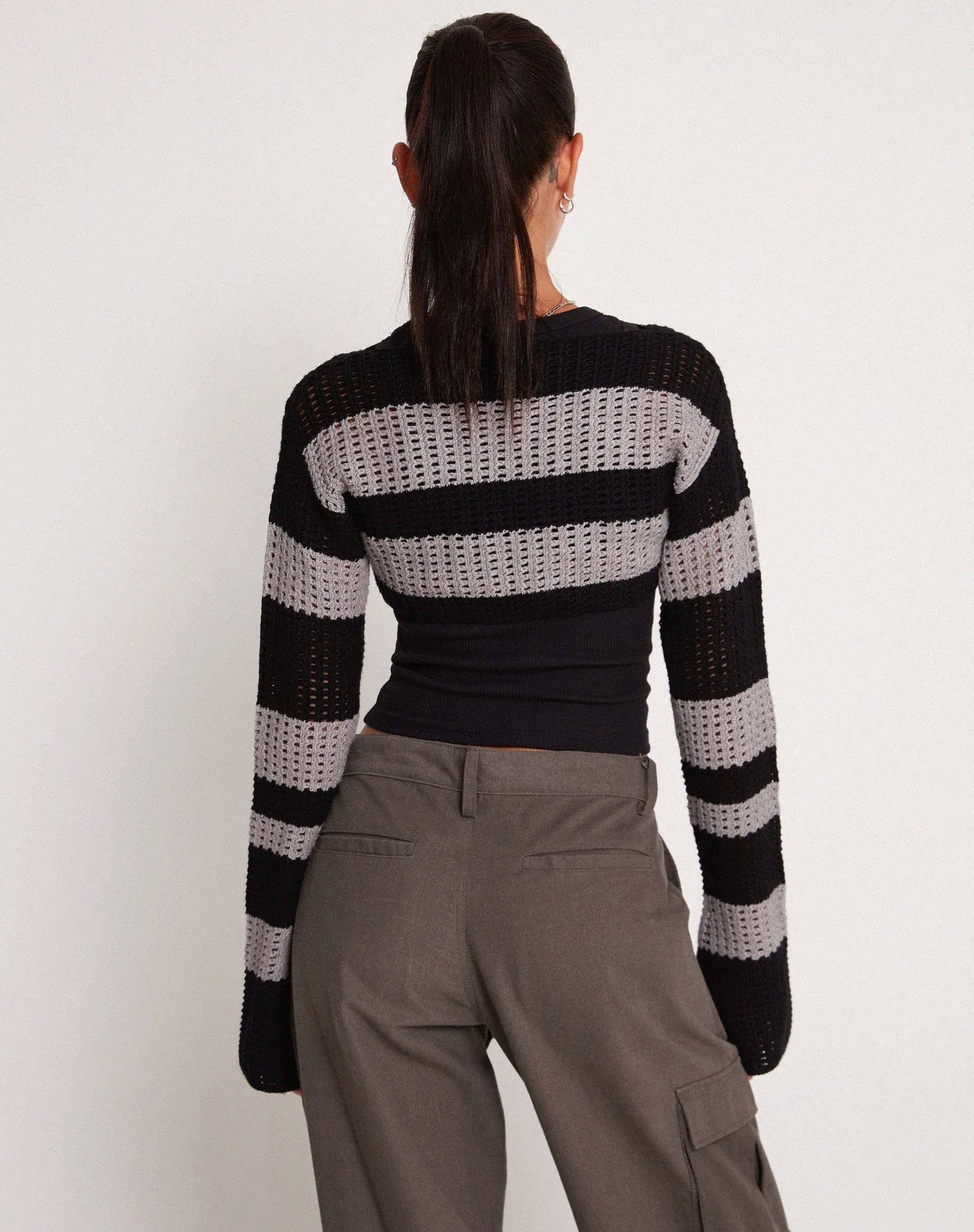 Ozzy Bolero Top in Black Grey