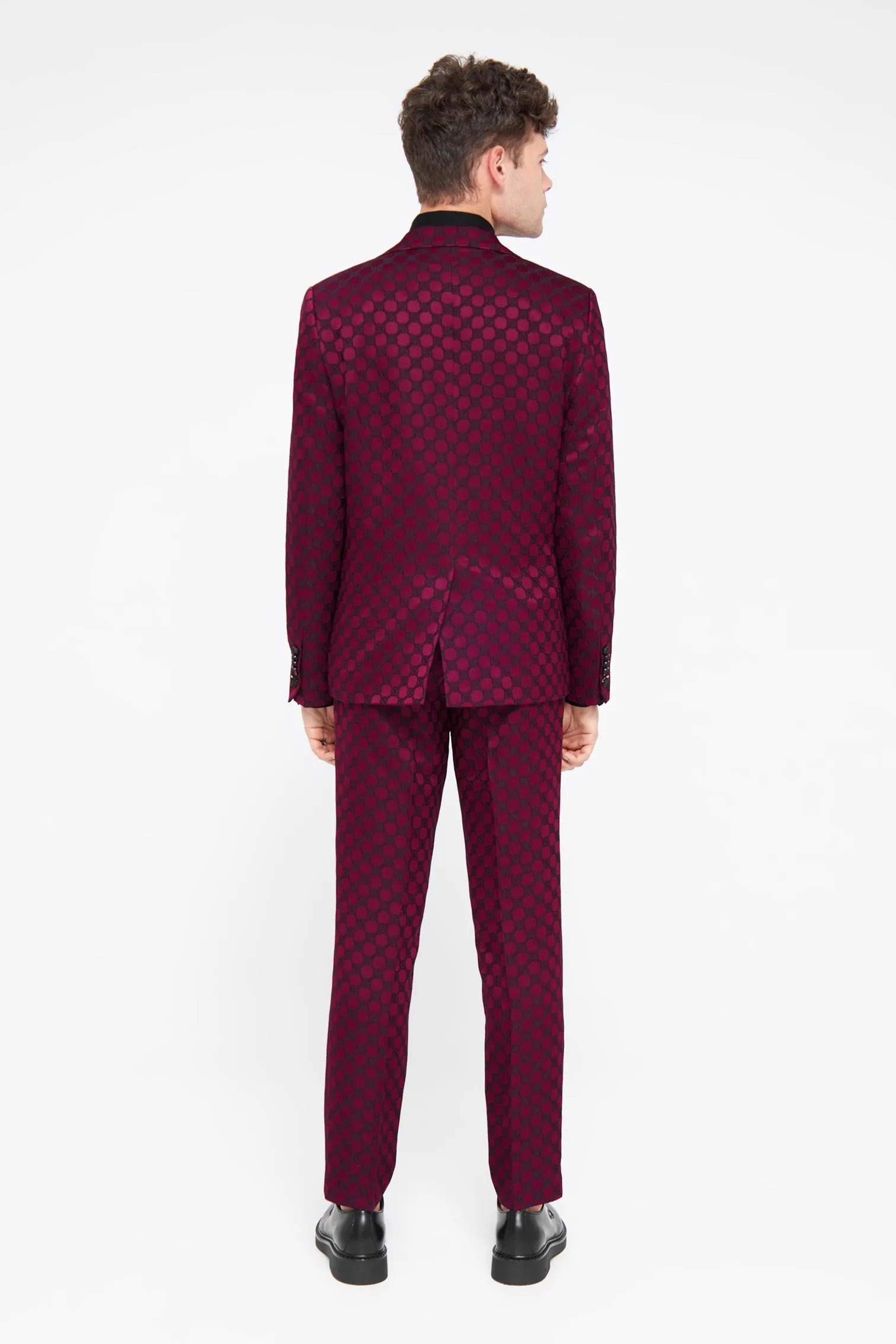 Papatya Slim Fit Burgundy Jacquard Jacket