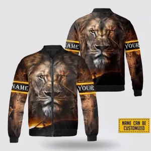 Personalized Name The Lion Christian Jesus Bomber Jacket For Men Women