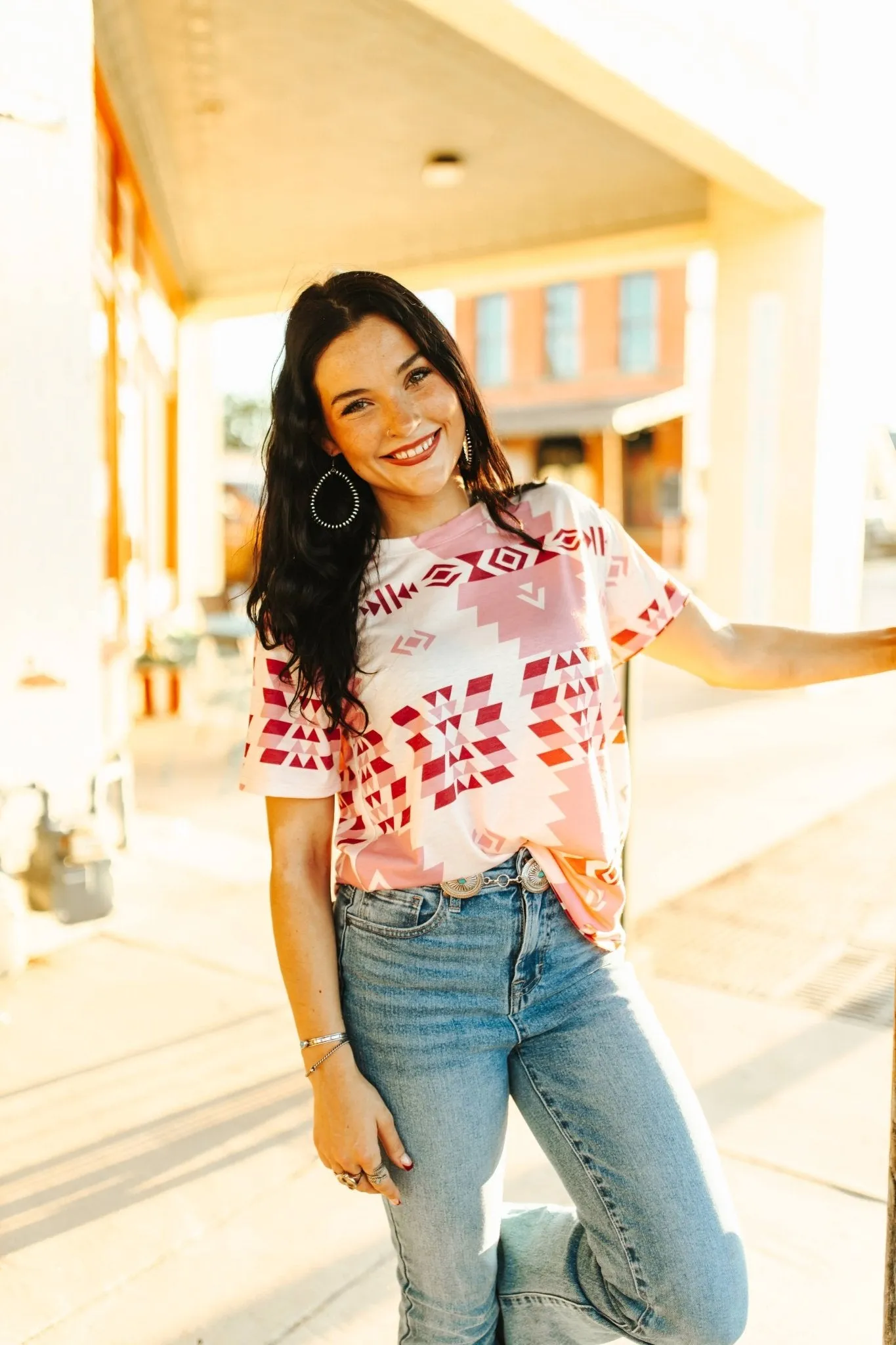 Pink Aztec Short Sleeve Tee