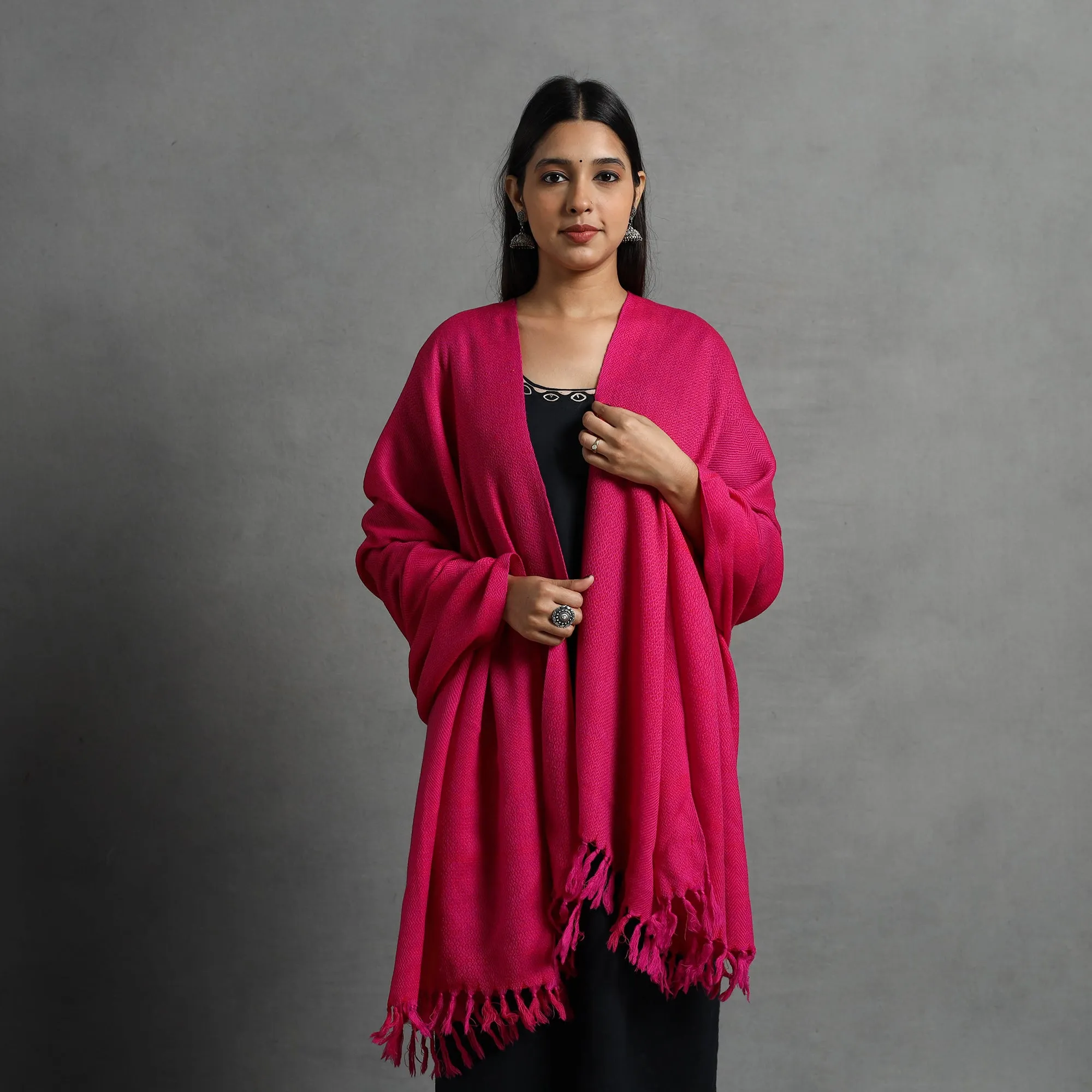 Pink - Kumaun Handwoven Pure Merino Wool Shawl for Women 59