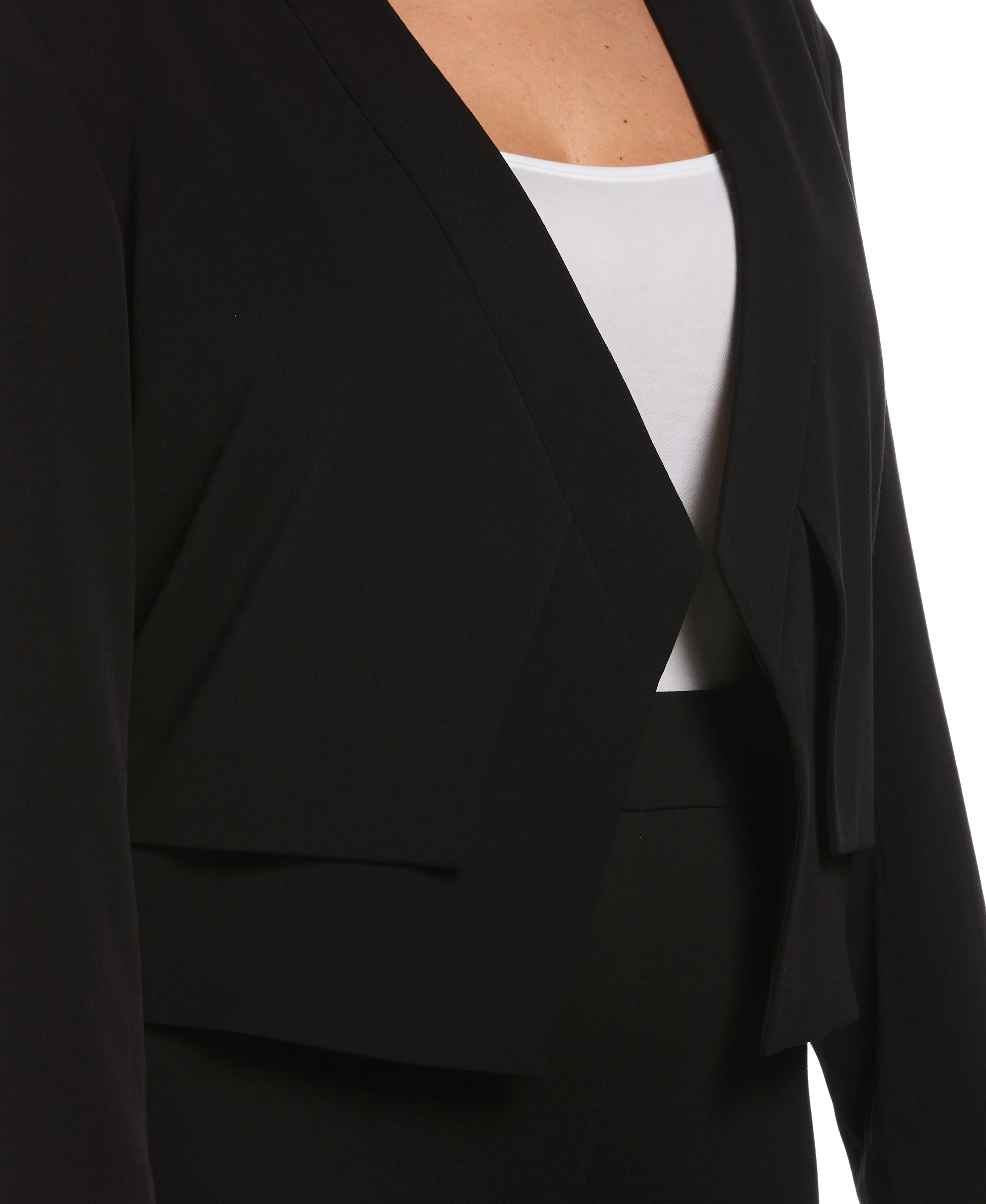 Plus Size Cropped Angled Open Blazer