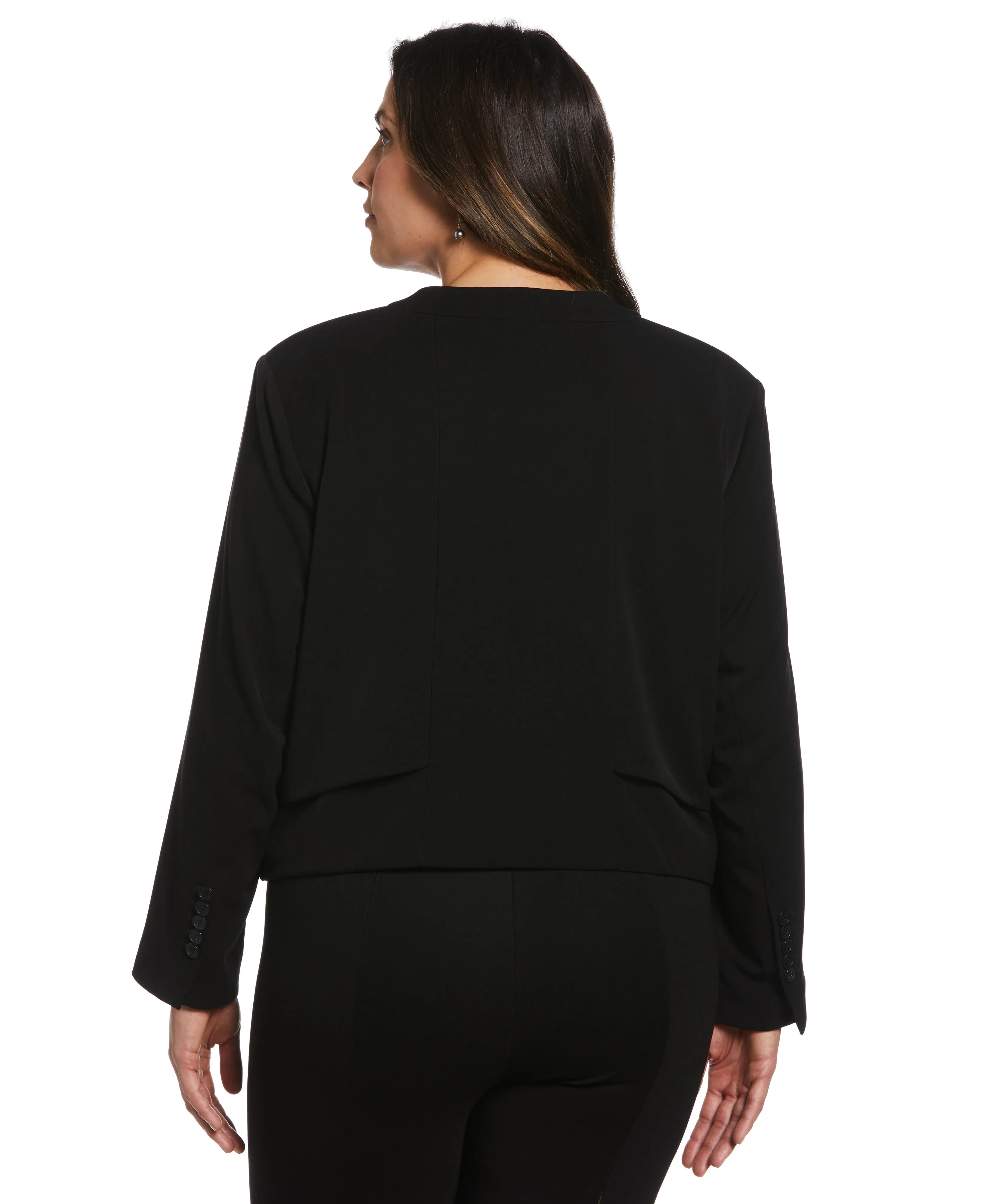 Plus Size Cropped Angled Open Blazer