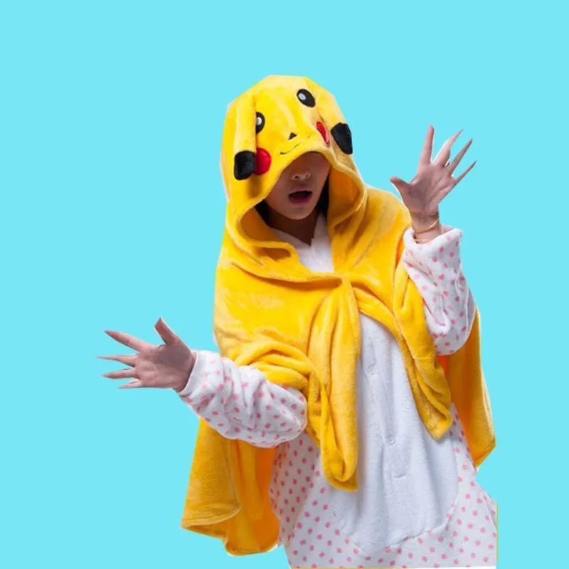 Pokemon Kigurumi Pikachu Cosplay Costume Hoodie Cloak