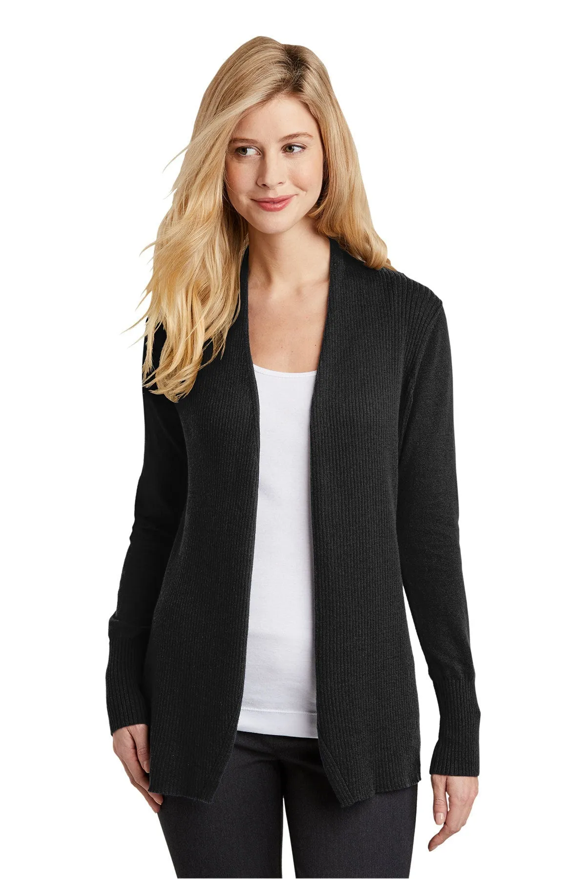 Port Authority Ladies Open Front Custom Cardigan Sweaters, Black