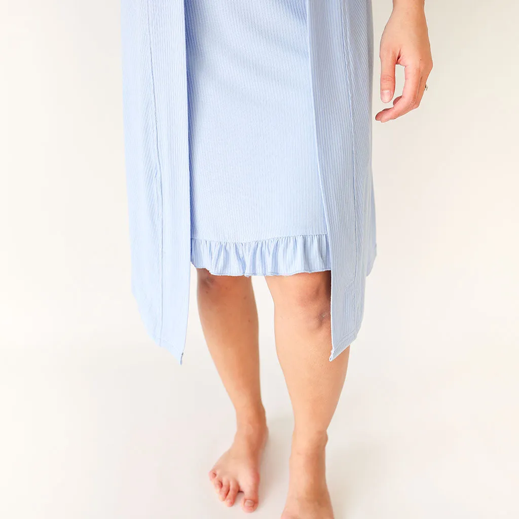 Powder Blue Ribbed Women's Sleeveless Slip Dress