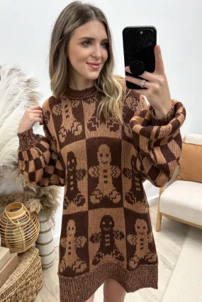 "Smells Of Winter" Sweater Dress (Brown)