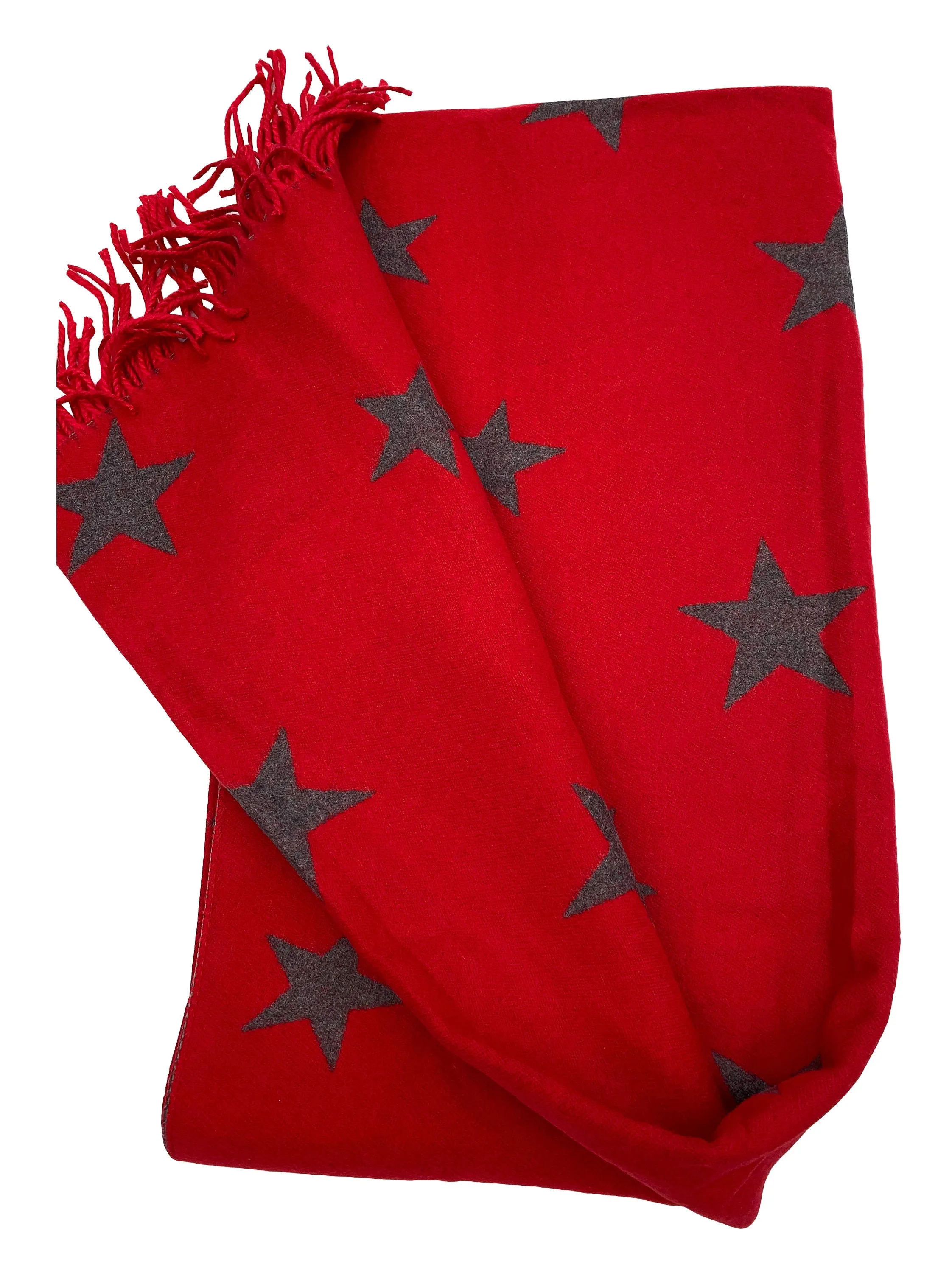 RED STARS PRINT cashmere scarf print scarf reversible super soft winter shawl unisex trending scarf Xmas gift for him and her