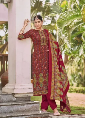 Roli Moli Pashmina Jacquard Maroon Winter Suits Collection