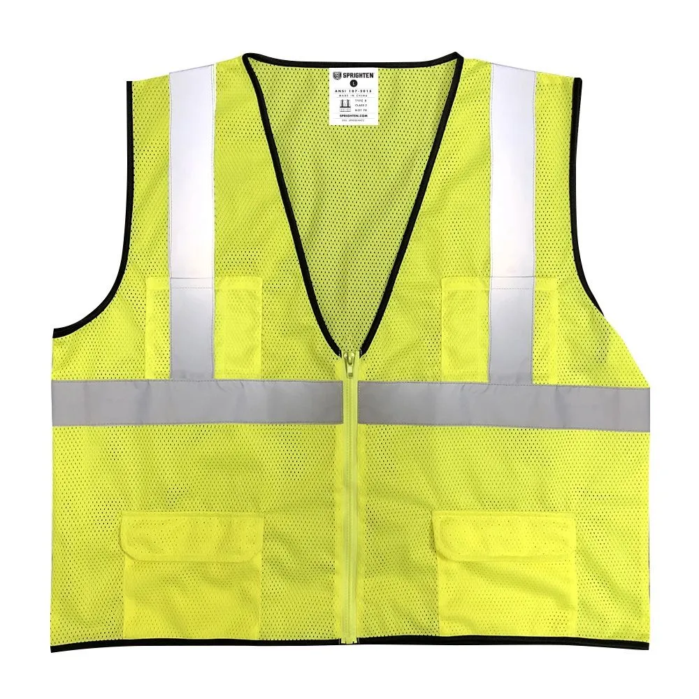 Safety Main 05EAMYZ Economy Vest, Class 2, All Mesh, Hi-Vis Yellow, 1 Each