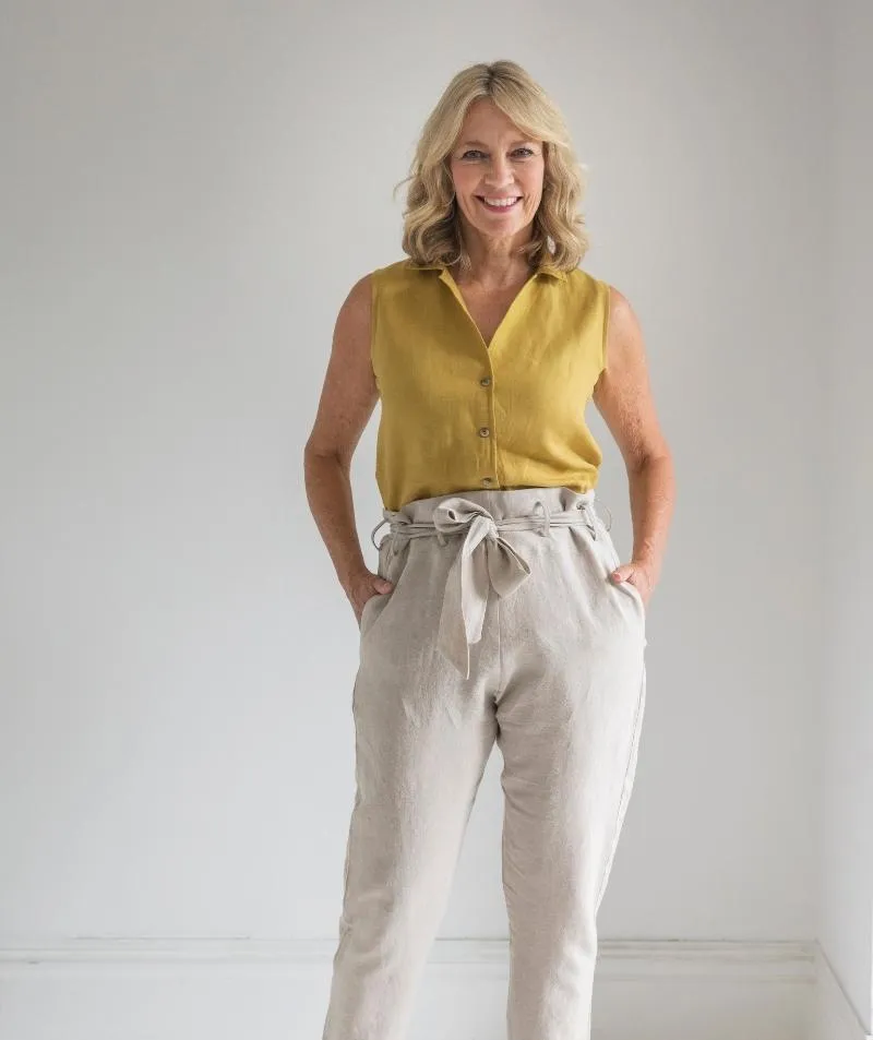 SAMPLE SALE<br>Flax Linen Belted Trousers<br> Size 12