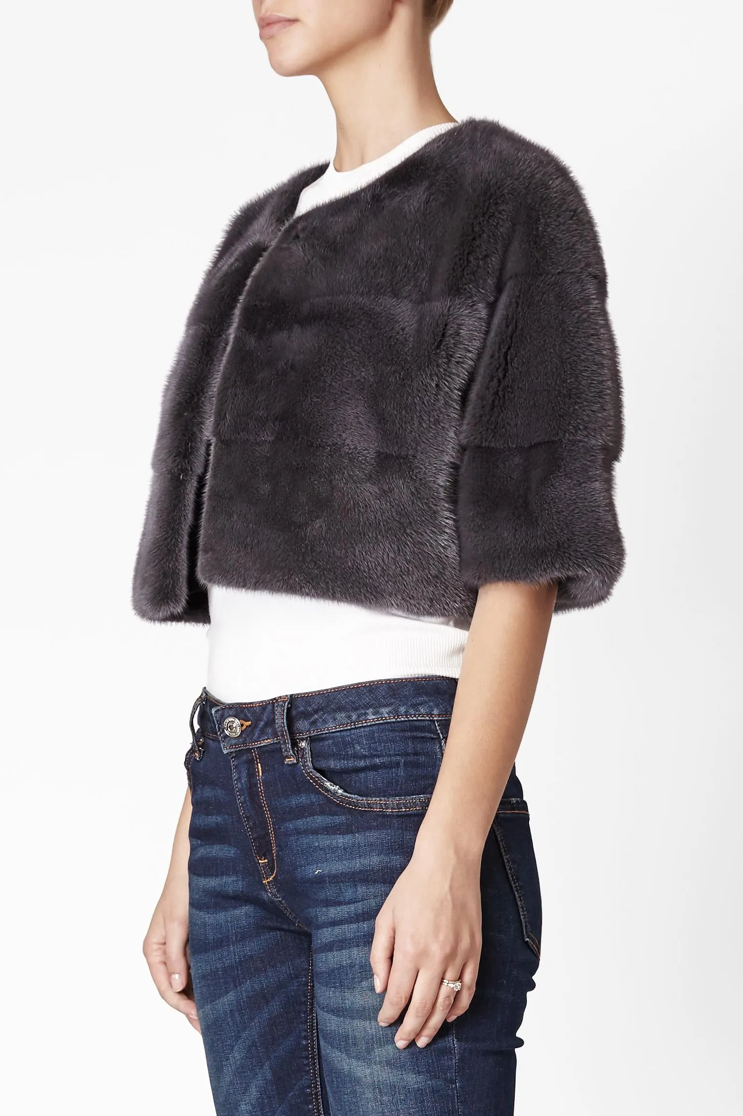 Sarah Mini Mink Fur Jacket Anthracite