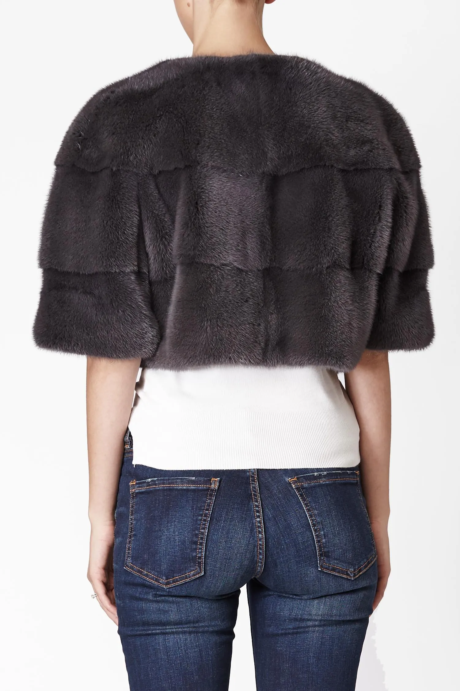 Sarah Mini Mink Fur Jacket Anthracite