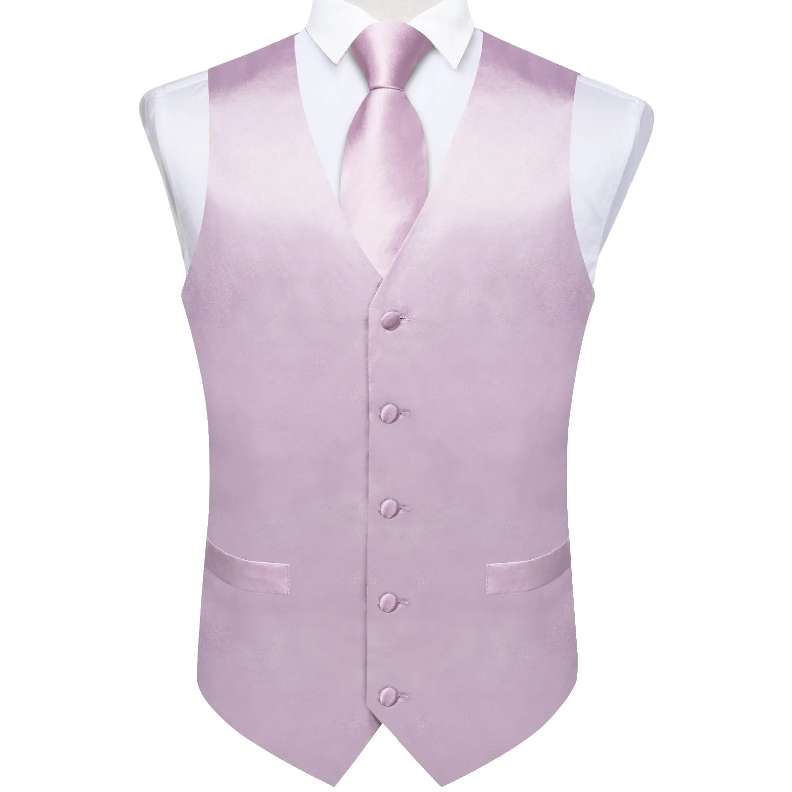 Satin Light Purple Pink Solid Men's Vest Tie Set