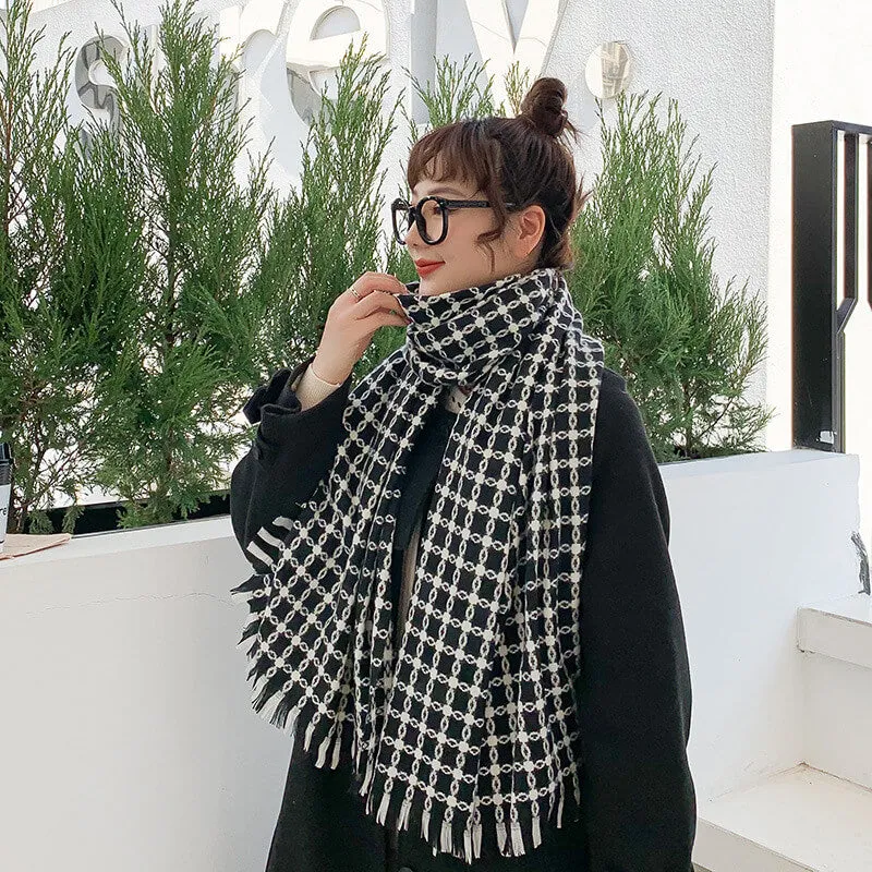 Scarf Women Big Oversized Long Scarves Warm Winter Tartan Checked Shawl Wrap Scarf Gift