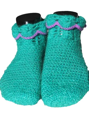 Sea Green Color Beautiful Self Design Graminarts Womens Ankle Length Socks