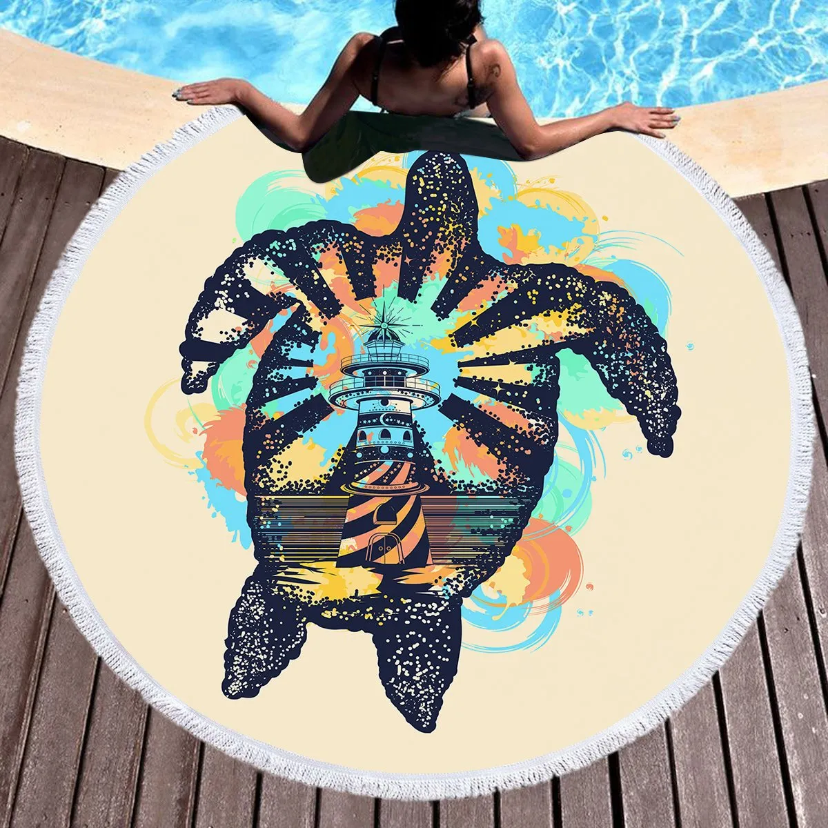 Sea Turtle Lighthouse Towel   Backpack