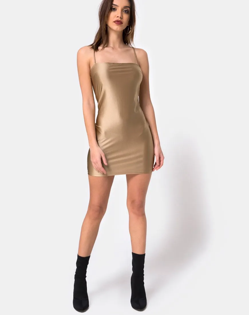 Selah Bodycon Dress in Nylon Gold