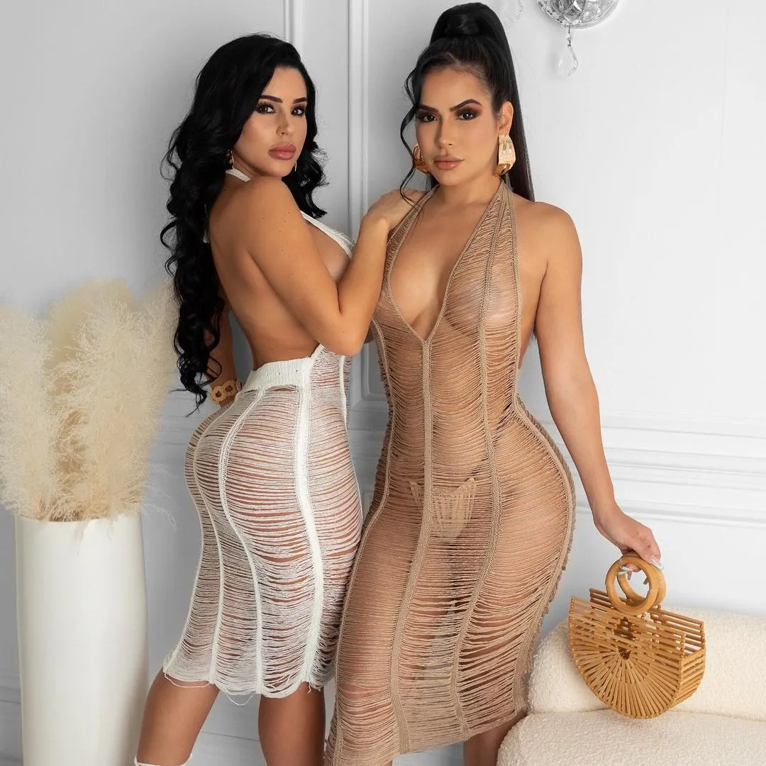 Sexy Women Knitted Halter Dresses