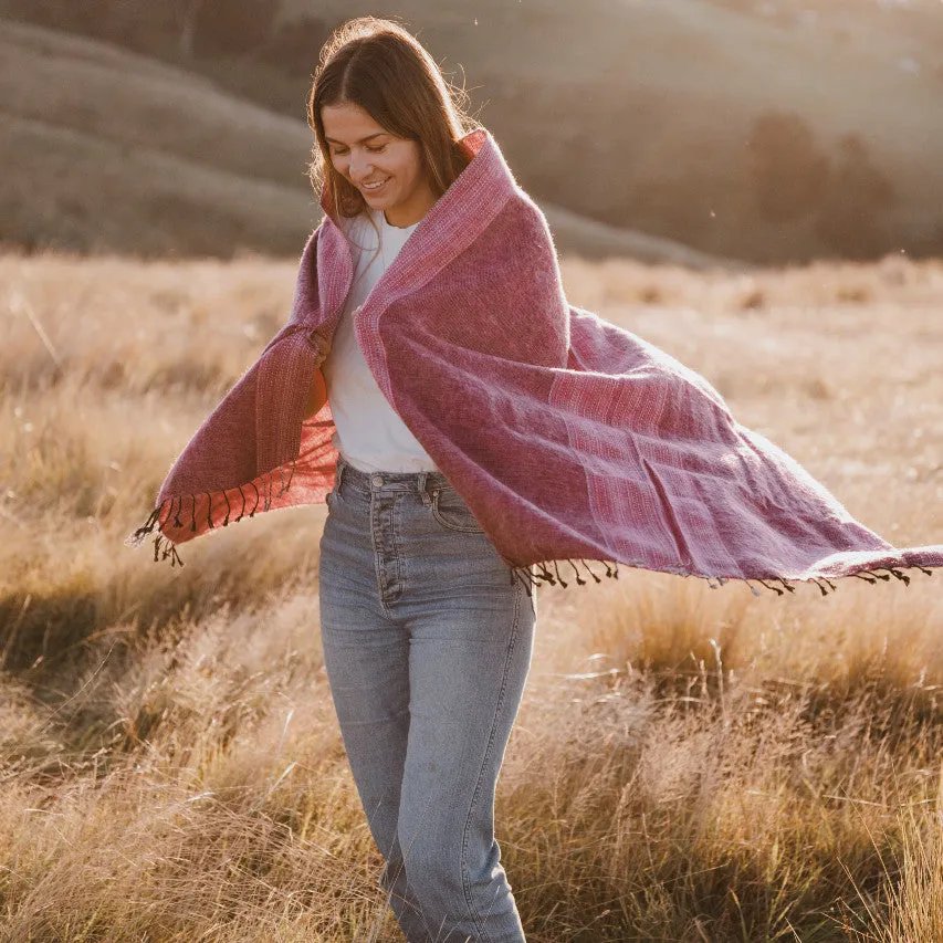 Sherpa Scarf/Shawl - Denim Red