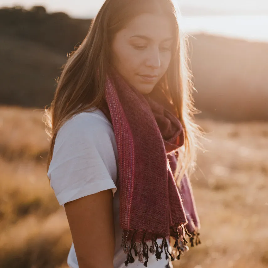 Sherpa Scarf/Shawl - Denim Red