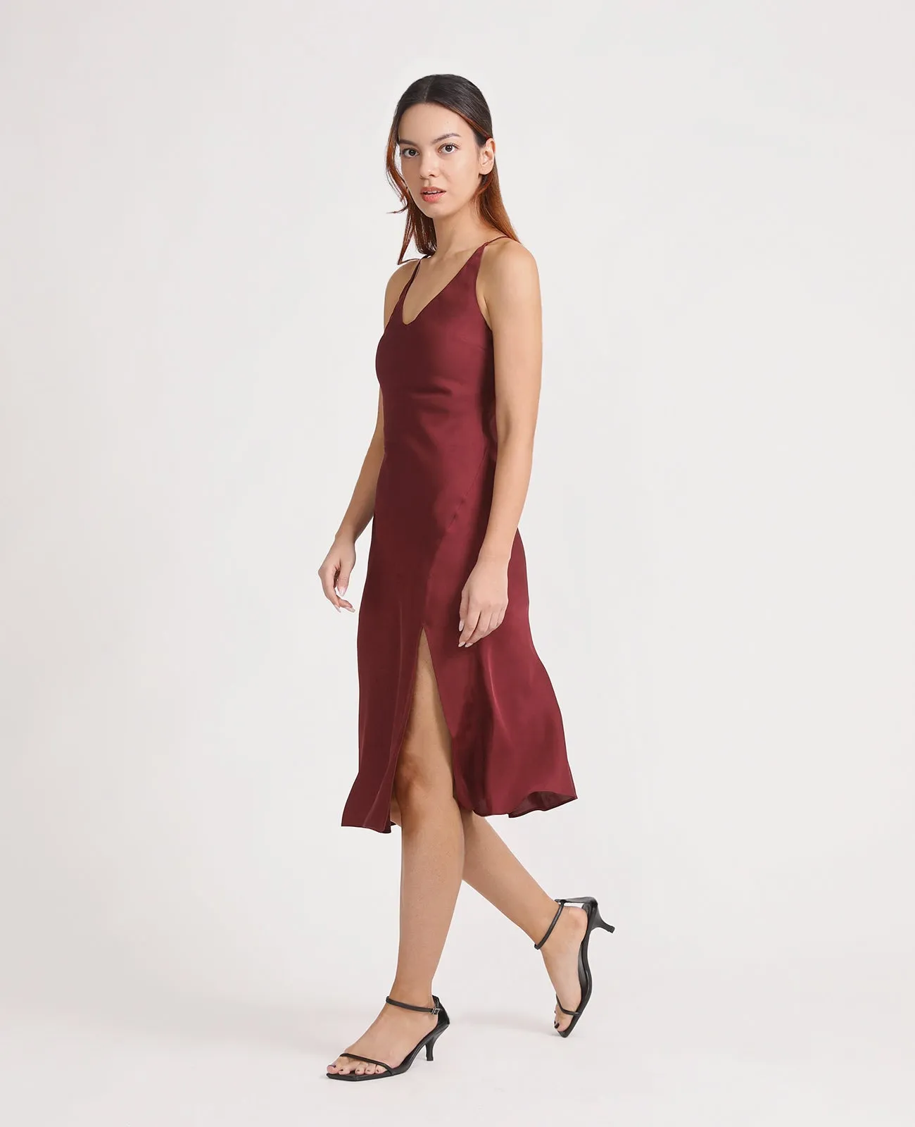 Silk Open Back Slip dress