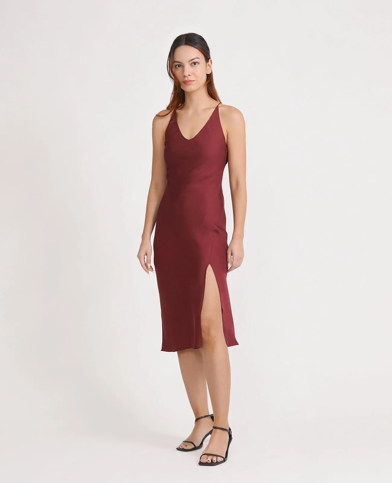 Silk Open Back Slip dress