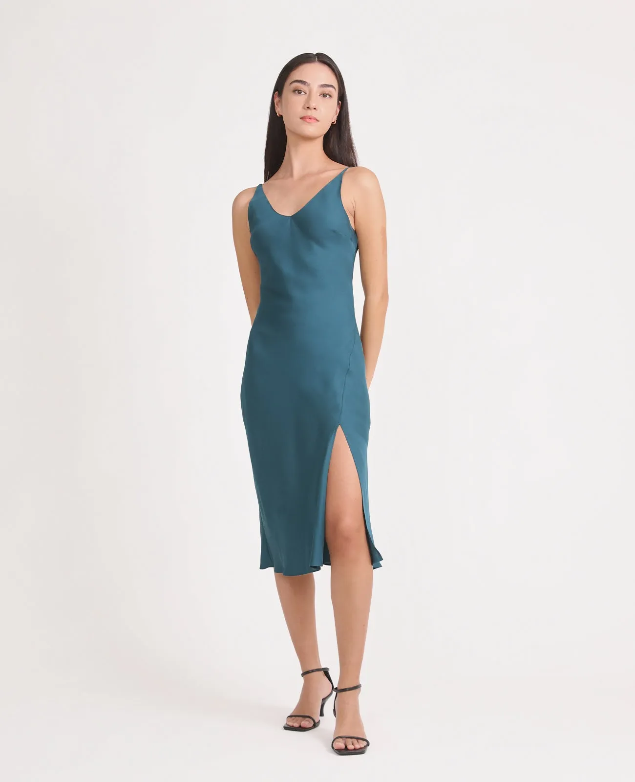 Silk Open Back Slip dress