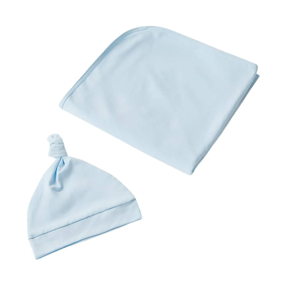 Snuggle Hunny Jersey Wrap with Matching Headwear - Baby Blue Organic