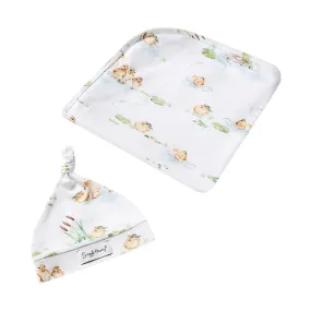 Snuggle Hunny Jersey Wrap with Matching Headwear - Duck Pond Organic