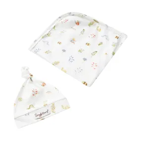 Snuggle Hunny Jersey Wrap with Matching Headwear - Garden Friends Organic