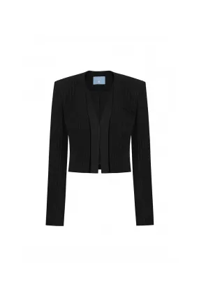 Soleil Cropped V-Neck Twill Jacket