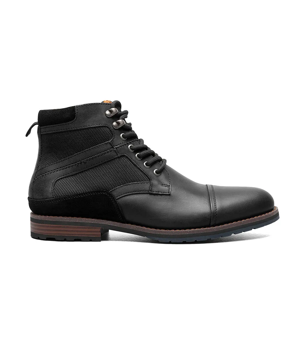 Stacy Adams Men's Osiris Cap Toe Lace Up Boot - Black Waxy