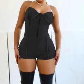 Streetwear Bodycon Sexy Summer Playsuit Women Spaghetti Strap Zipper Stitching Party Jumpsuit Club One Piece Rompers