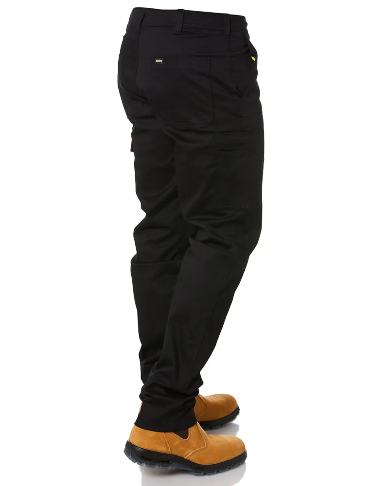 Stretch Cotton Drill Cargo Pants - Black